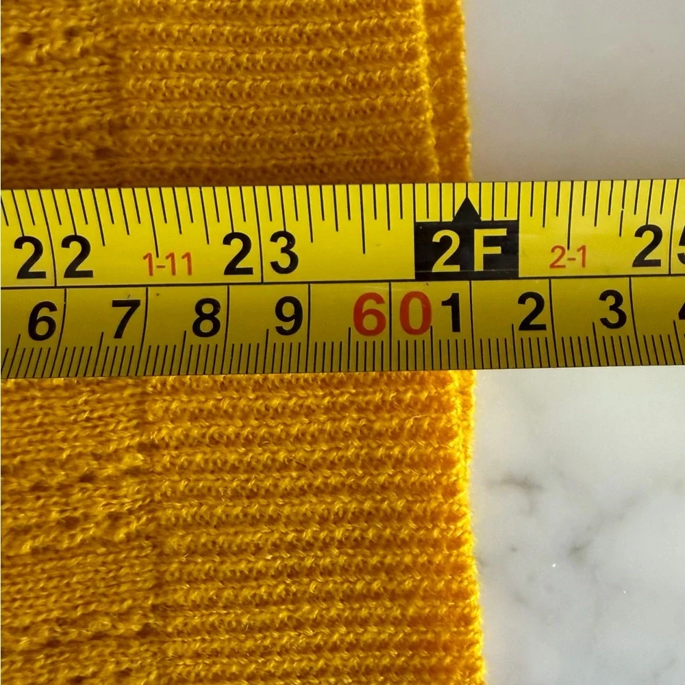 EUC Vtg KAREN WALKER 100% Cashmere Open Weave 3/4 Sleeve Sweater 6 Yellow Gold - Picture 10 of 14